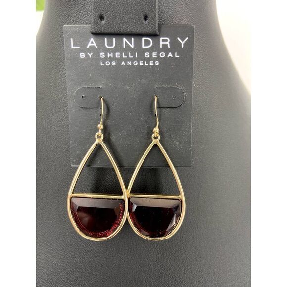 LAUNDRYEarrings Gold Red Tear Drop Dangle $16 ea. or Bundle 3/$25 - Picture 1 of 2
